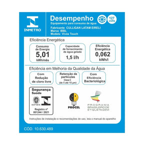 Purificador de Água Viváx Touch com Compressor Prata BIVOLT